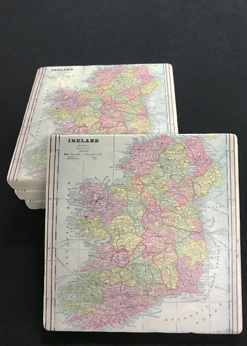 Map of Ireland Marble Drink Coaster Set