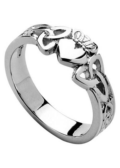 Sterling Silver Trinity Knot Claddagh Ring