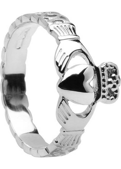 Ladies Sterling Silver Rope Claddagh Ring