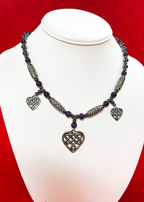 Celtic Necklace Amethyst Heart