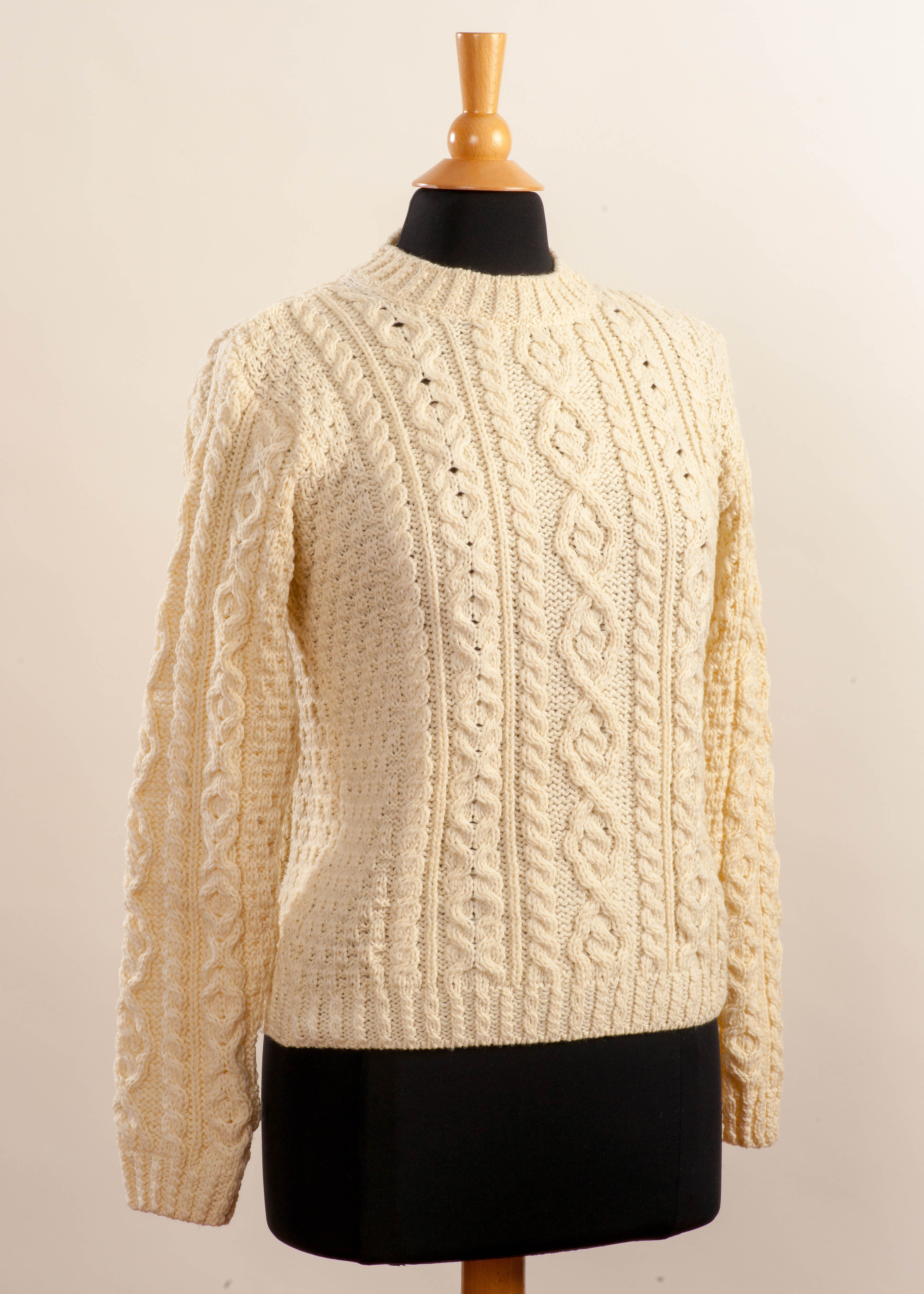 Women's Irish Wool Sweater - Traditional Aran