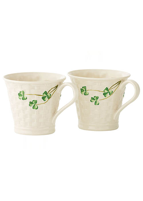 Belleek Basketweave Mugs - Set of 2