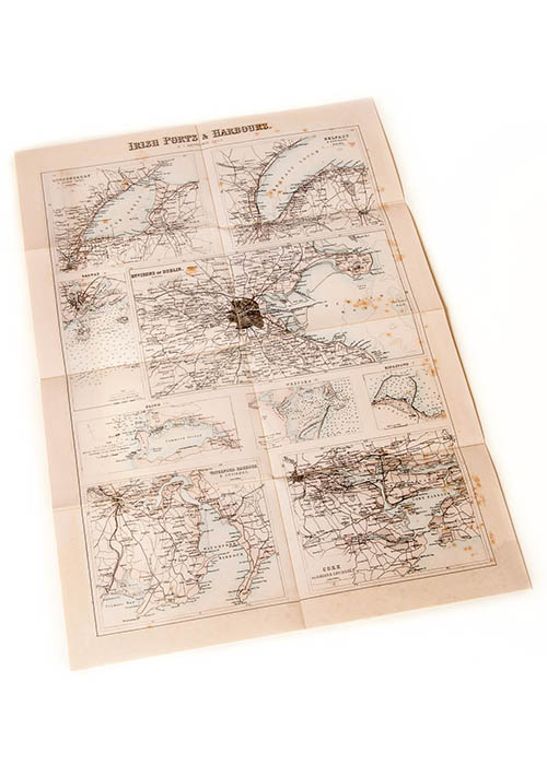 Antique Irish Map - 1870 Ports/Harbors Reproduction